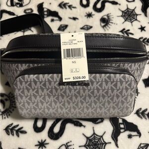 Michael Kors Black and Gray Logo Belt Bag